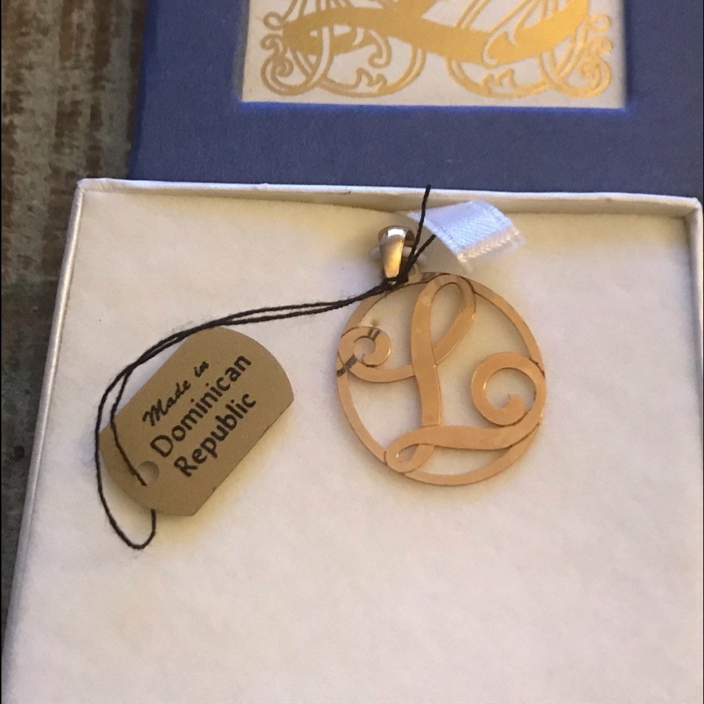 SOLD!!!    Solid 14k yellow gold initial L pendant